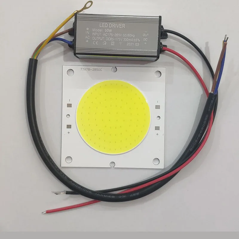 Chip LED 50W COB perline di luce per lampione riflettore sorgente luminosa stoppino accessori per proiettori fai-da-te kit sorgente luminosa driver