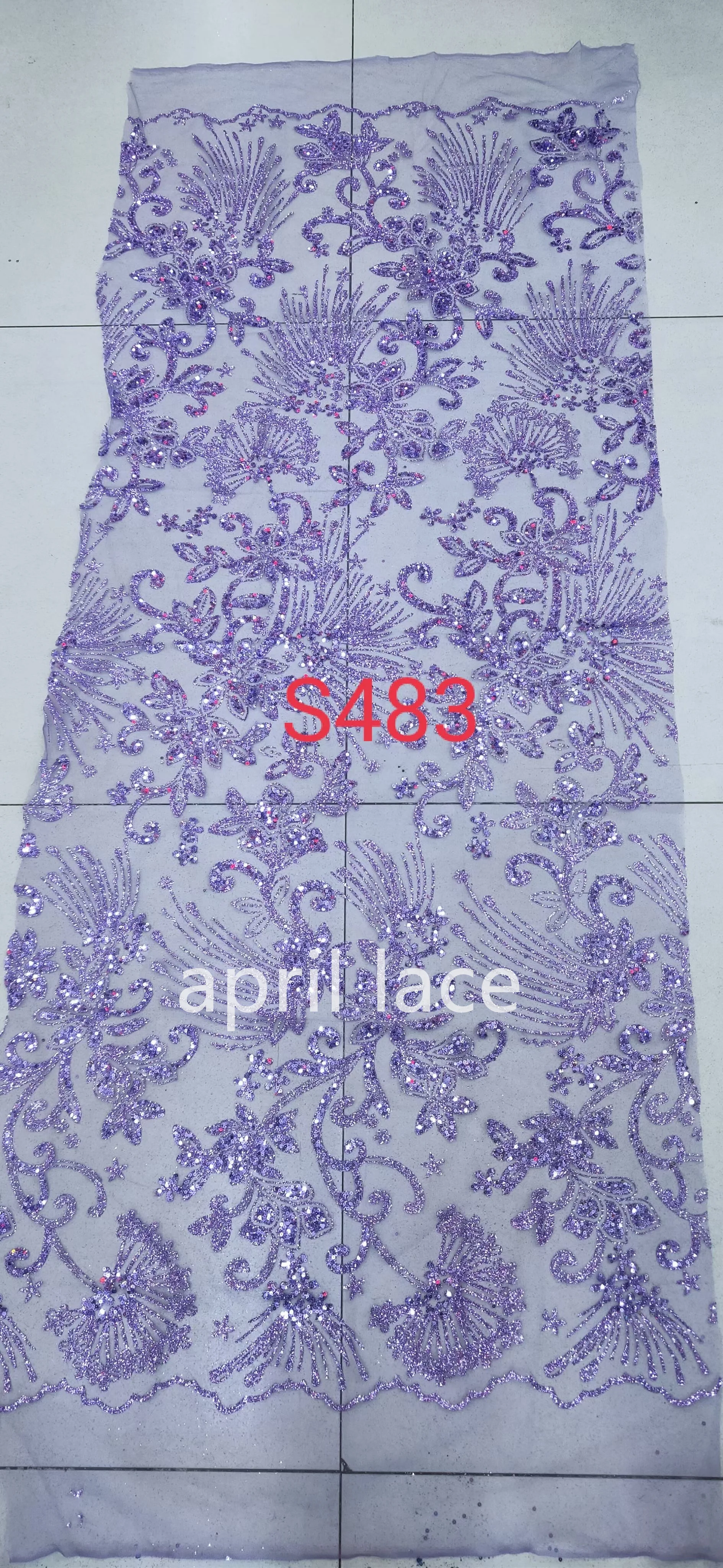 

S483# Purple 5 Yards Tulle Wedding Elegant London African Bling Glitter Lace Fabric for Occasion /Sawing Bridal Dress