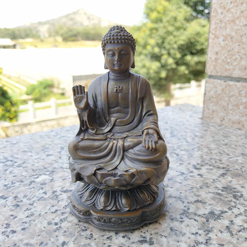 Stone Color Buddha Statue Sculpture Home Decor Big Resin Feng Shui Meditation Buddha Zen Figurines Room Office Garden Decoration