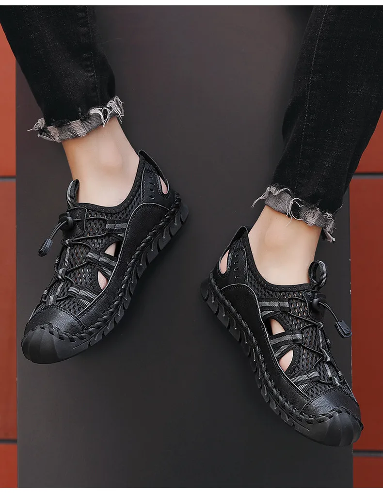 Heißer Verkauf Sommer männer Sandalen Im Freien Nicht-slip männer Strand Sandalen Handarbeit Aus Echtem Leder männer Schuhe mode Männer Turnschuhe – Detail 20