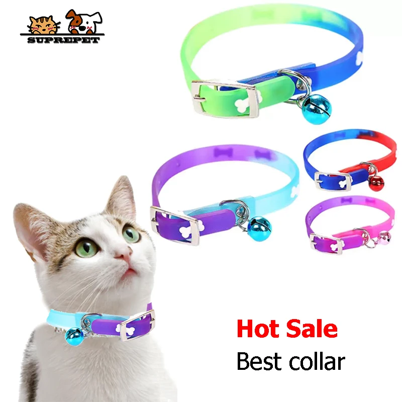 

SUPREPET Pet Gradient Fit Safety Adjustable Dog Leash collar Dog with Bell Cat Pet Personalized Bone Pattern with Collar Strap