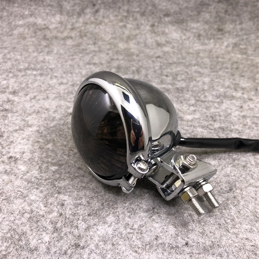 For Honda Steed Magna Ducati Triumph Cafe Racer Smoke Lens Universal LED Motorcycle Rear Brake Light Retro Aluminum Stop Lamp