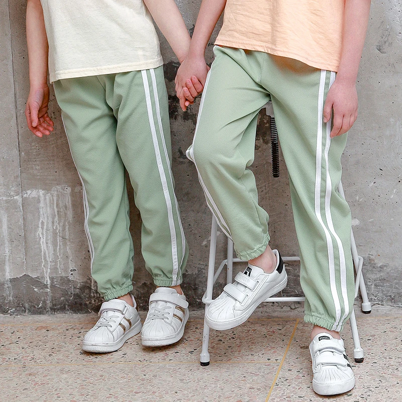 Summer Straight Children Trousers New Kids Casual Pants for Boys 2-10 Years Thin Soft Side Tripe Girls & Boys Pants