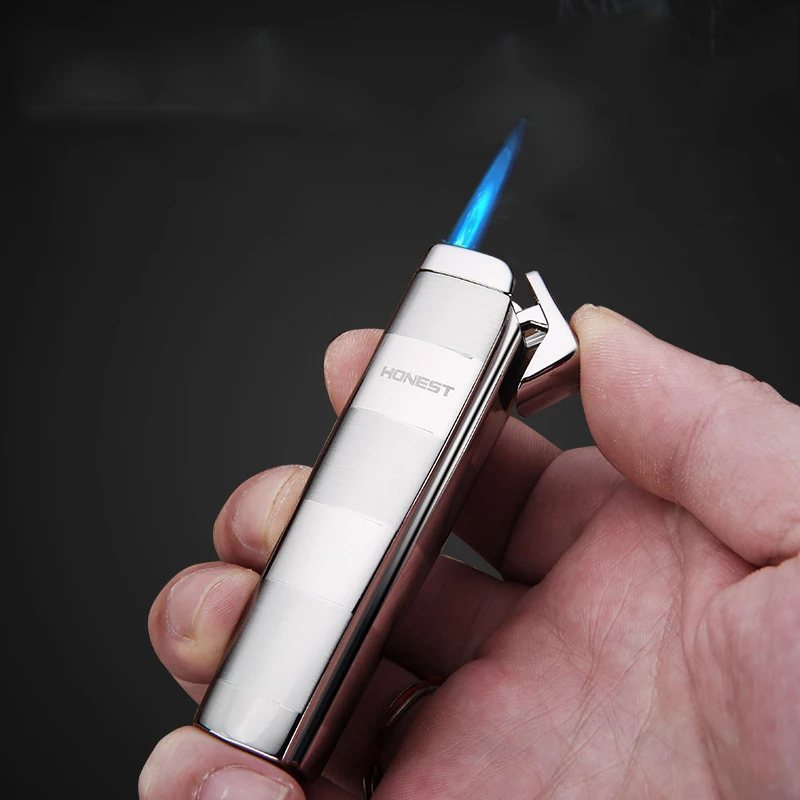 HONEST Strip Jet Torch Lighter Compact Inflatable Stright Flame Metal Lighter Classic Fashion Gift for Friend