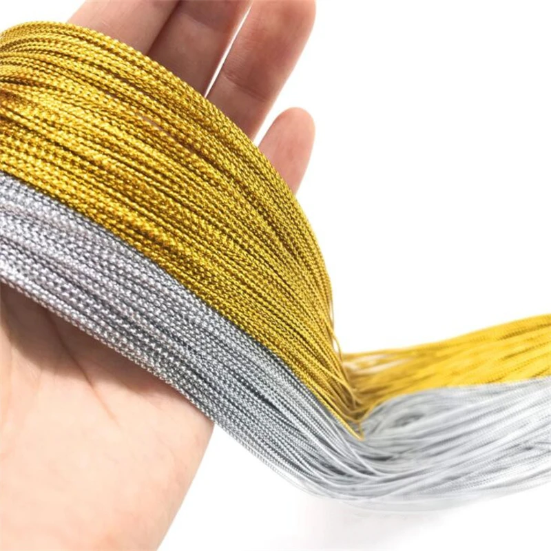 100m Rope Gold Silver Cord Gift Packaging String Metallic Jewelry Thread Cord DIY Tag Line Bracelet Making Labels Mark Lanyard