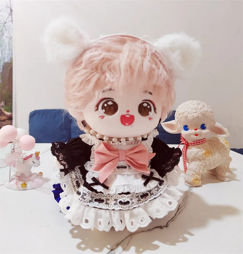 Four-piece 20cm Plush Doll Clothes Maid Outfit 20cm Cotton Doll Accessories