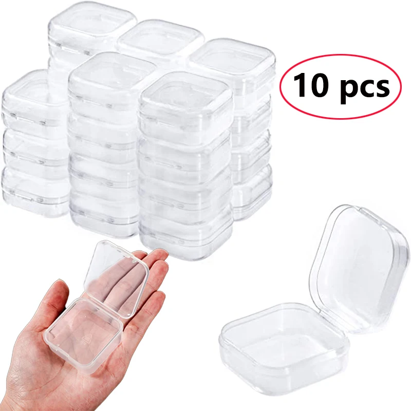 

Transparent Small Boxes Square Plastic Box Jewelry Storage Case Finishing Container Packaging Storage Box for Earrings Neckalce