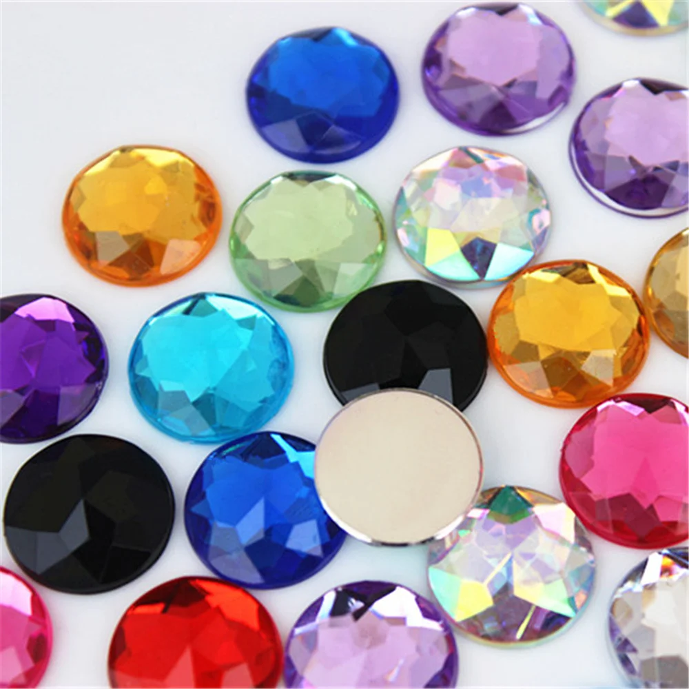 Cong Shao 50pcs 16mm Colorful Round Acrylic Rhinestone Trim Flatback Stones And Crystals DIY Wedding Dress Accessories ZZ672