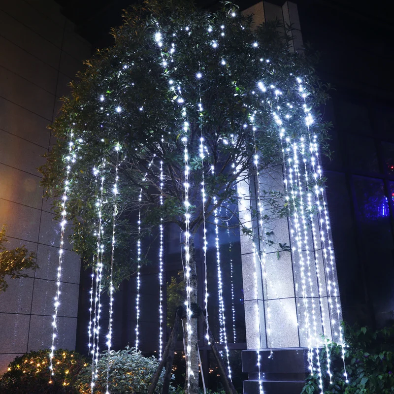 LED 3X2/3X3M Air Terjun Tirai Es Tali Lampu Meteor Shower Karangan Bunga Peri Lampu untuk Natal Pesta Pernikahan Dekorasi Taman