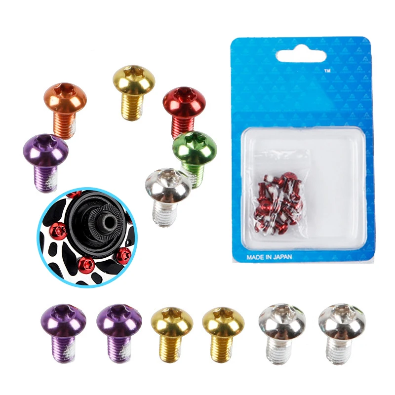 12 pcs Colorful Bicycle Disc Brake Rotor Torx Bolts T25 M5x10mm MTB Bike Alloy Steel Disc Brake Rotor Fixing Screws