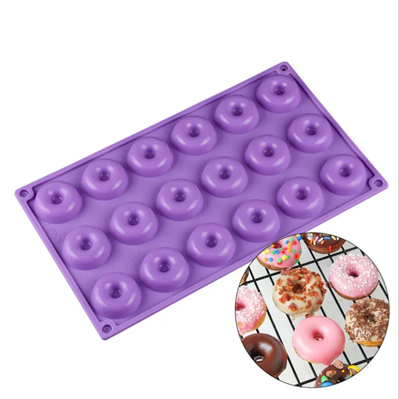 

18 Cups Mini Donuts Food Grade Silicone Cake Decor Mould Round Chocolate Candy Mold Baking Tool