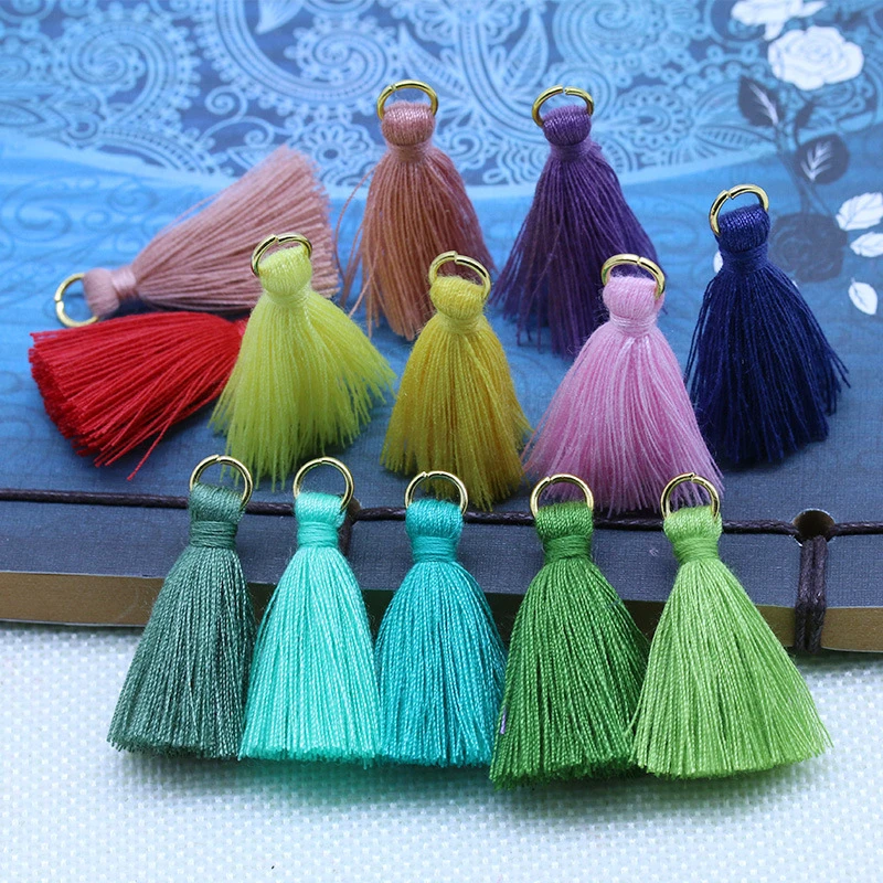 20-100Pcs Polyester Cotton Mini Metal Ring Tassel Trim DIY Hanging Ring Fringe Trim Garments Curtains Jewelry Decor Tassels Lace