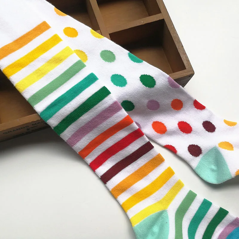 Children Spring Autumn Multicolour Dot Tights Cotton Baby Girl Striped Pantyhose Kids Striped Tights Soft Infant Clothing