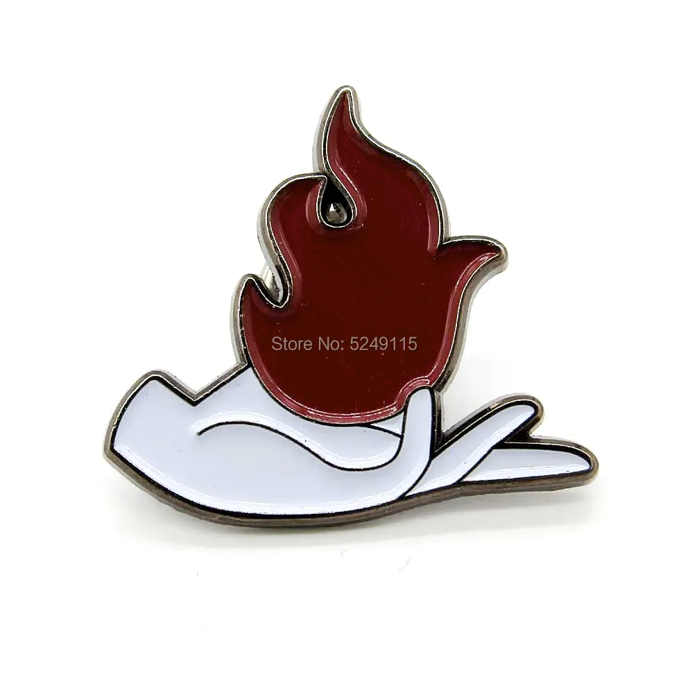 Custom metal enamel finger fire pin badge poppy pin badge