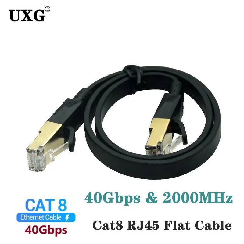 Ethernet Cable CAT8 40Gbps 2000MHz CAT 8 Networking Flat RJ45 Lan Patch Cord For Internet Laptops PS 4 Router RJ45 Cable