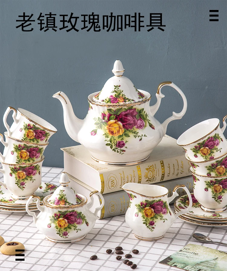 

English bone china coffee set afternoon tea set old town rose European coffee cup plate wedding birthday gift