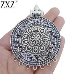 ZXZ 2pcs Tribal Multi Strand Connector Charms Pendants For Necklace Jewelry Making Findings 77x58mm