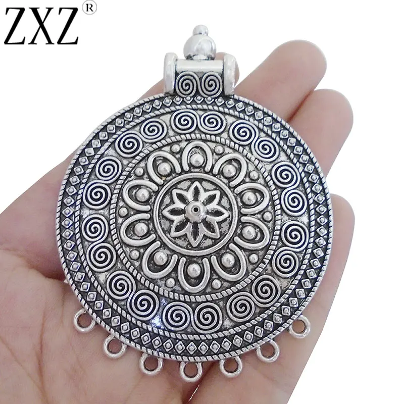 ZXZ 2 szt. Tribal wielożyłowe złącze Charms wisiorki na naszyjnik komponenty do wyrobu biżuterii 77x58mm