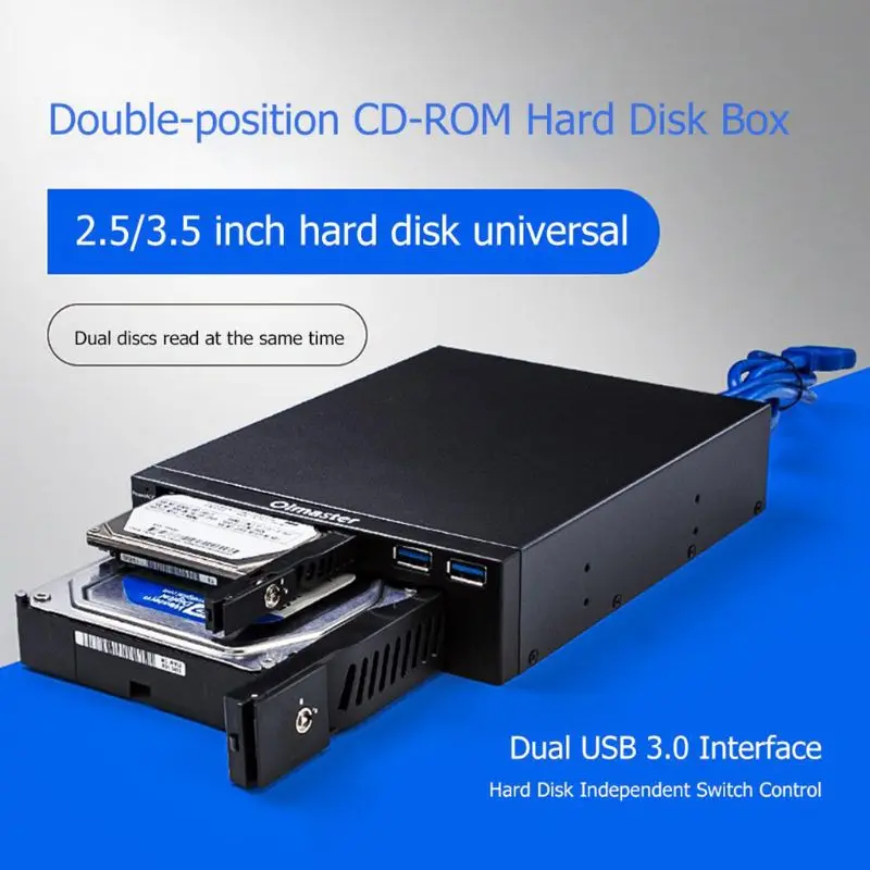 

MR-6203 2.5/3.5" Internal HDD SSD Case Box Dual USB Optical Drive Mobile Rack Station Hard Disk Enclosure for Desktop PC