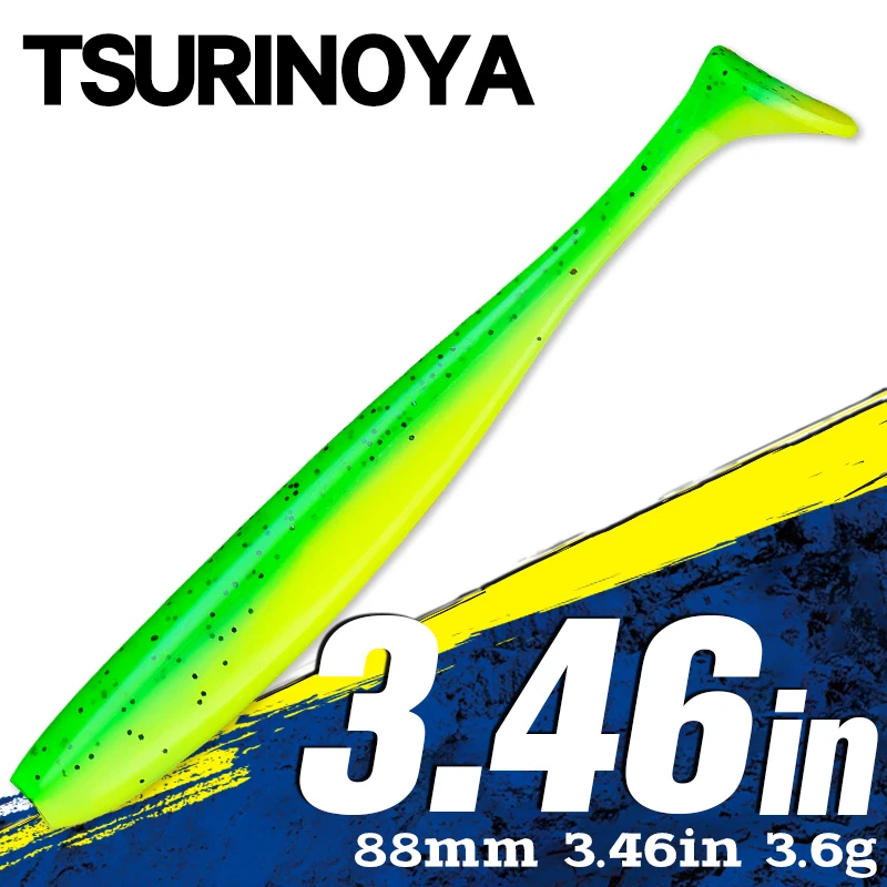 TSURINOYA 88mm 3.6g Easy Shiner Soft Baits Fishing Lure Wobblers Carp Fishing Soft Lures Silicone Artificial Plastic Baits