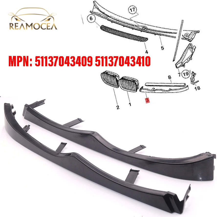 Reamocea 1x Car Under Headlight Molding Cover Trim 51137043409 51137043410 Fit for BMW E46 330i 330Xi 325i 325Xi 2001- 2004 2005