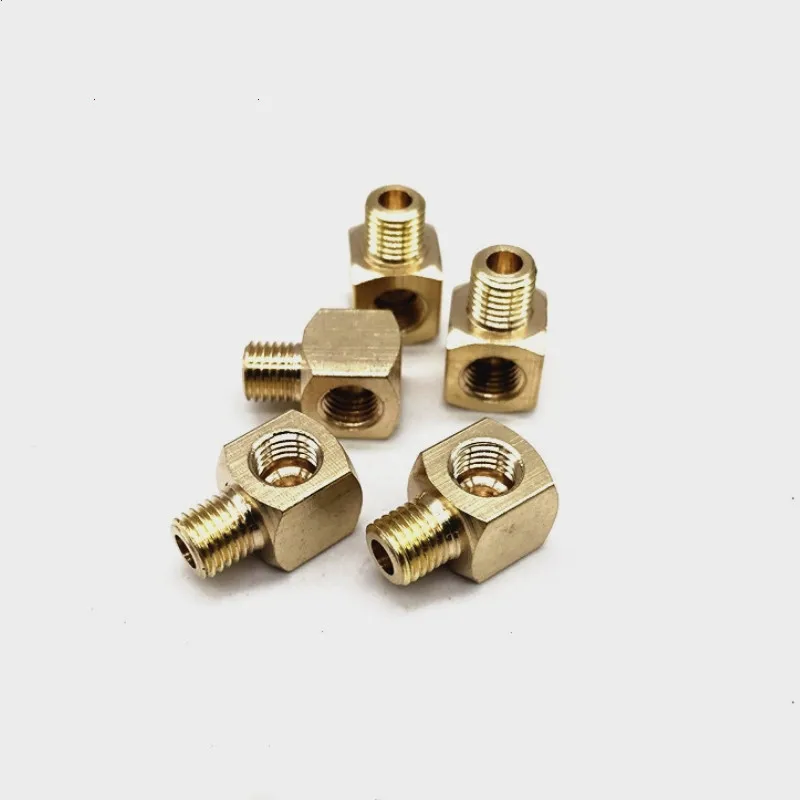 2pcs M10x1 Female to Male Metric Thread Brass Elbow Pipe Fitting Oil Lubrication System Connector Joint