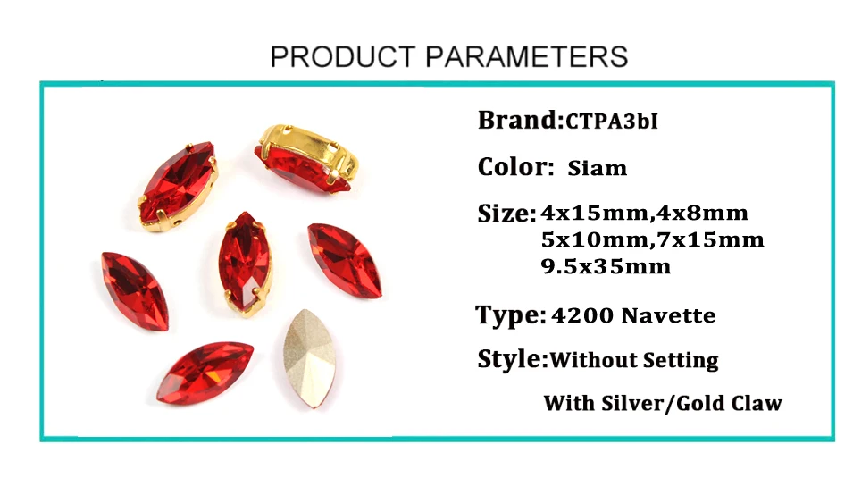Siam Nähen Kleidungsstück Glas Ausgefallene Strasssteine Pferdeaugen Rote Juwelen Dekorationen Perlen Steine Für DIY Handwerk Tanzkleid – Detail 1