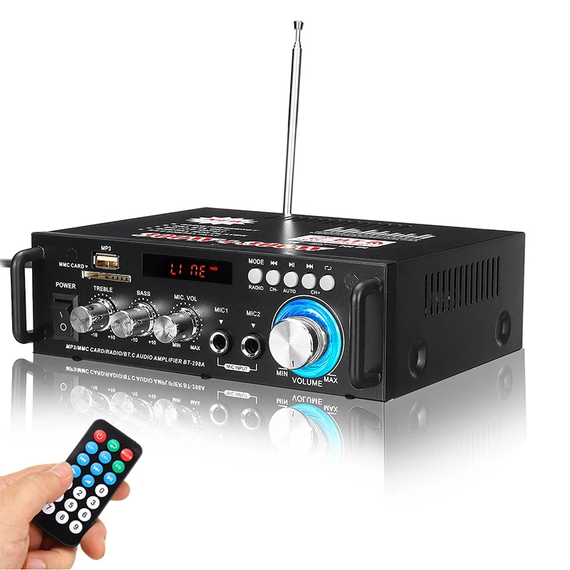 AMPLIFICADOR DE POTENCIA para cine en casa, dispositivo Digital de 800W, 220V, HIFI, Bluetooth, Subwoofer, entrada AUX, USB, SD