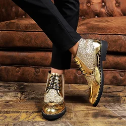 Men's Dress Shoes Spring Autumn Casual Fashion Oxford Party Leather Boots Designer Brand Male Black Golden Footwear Wedding