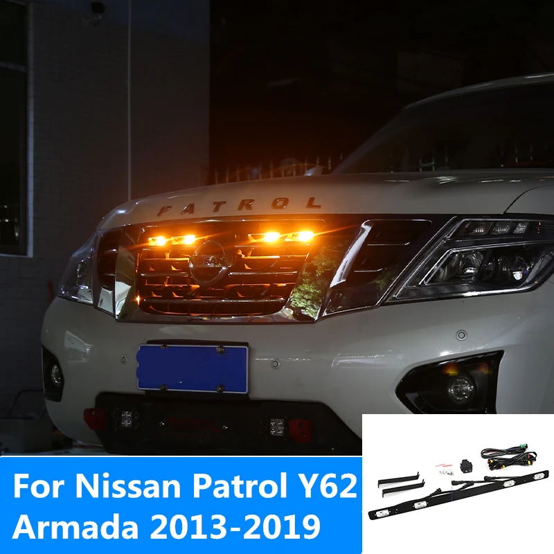 Grille Light Daytime Running Lamp For Nissan Patrol Y62 Armada 2013 2014 2015 2016 2017 2018 2019 Decor Front Led Warning Light