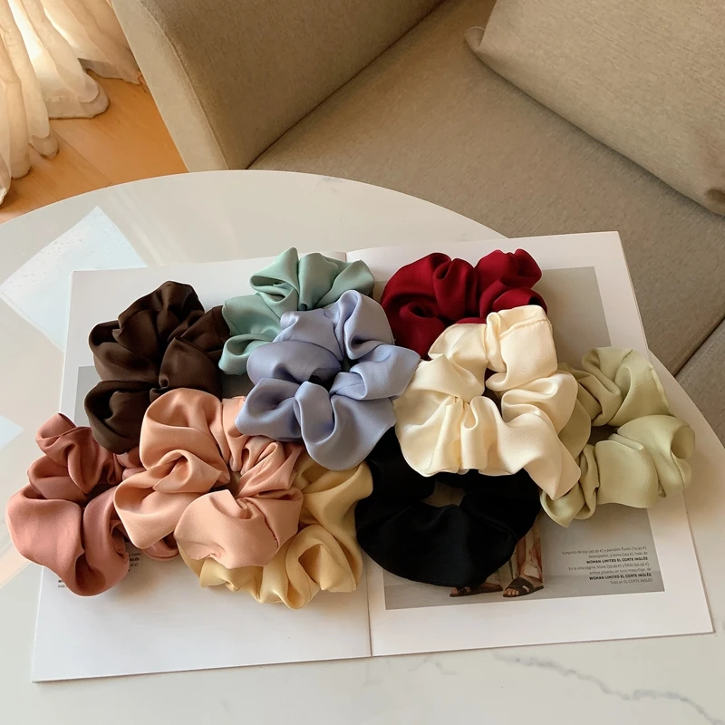 

2021 Fashion Silkly Scrunchies Hair Accessories For Women Scrunchy Hair Bands Elastic Rubber Hair Tie for Ponytail Holde