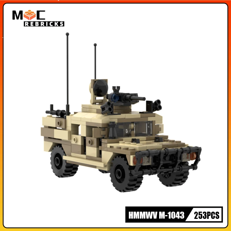 

Строительный блок MOC, военная машина Hummer M-1043, бронированный спецназ, модель автомобиля спецназа, оригинальные кирпичи, игрушка для мальчика, рождественский подарок