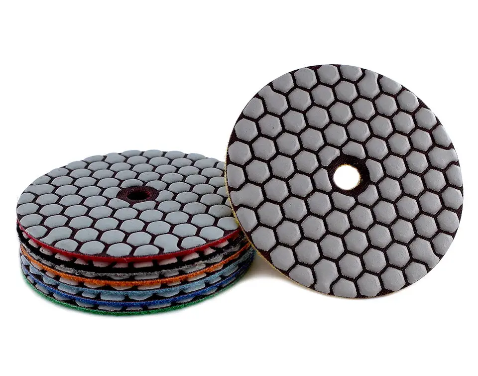 RIJILEI 6 Stück 4 Zoll Trockenpolierpads, flexibles Harz, 100 mm Steinpolierpads für Marmor, Beton, Bodenschleifscheibe – Detail 7