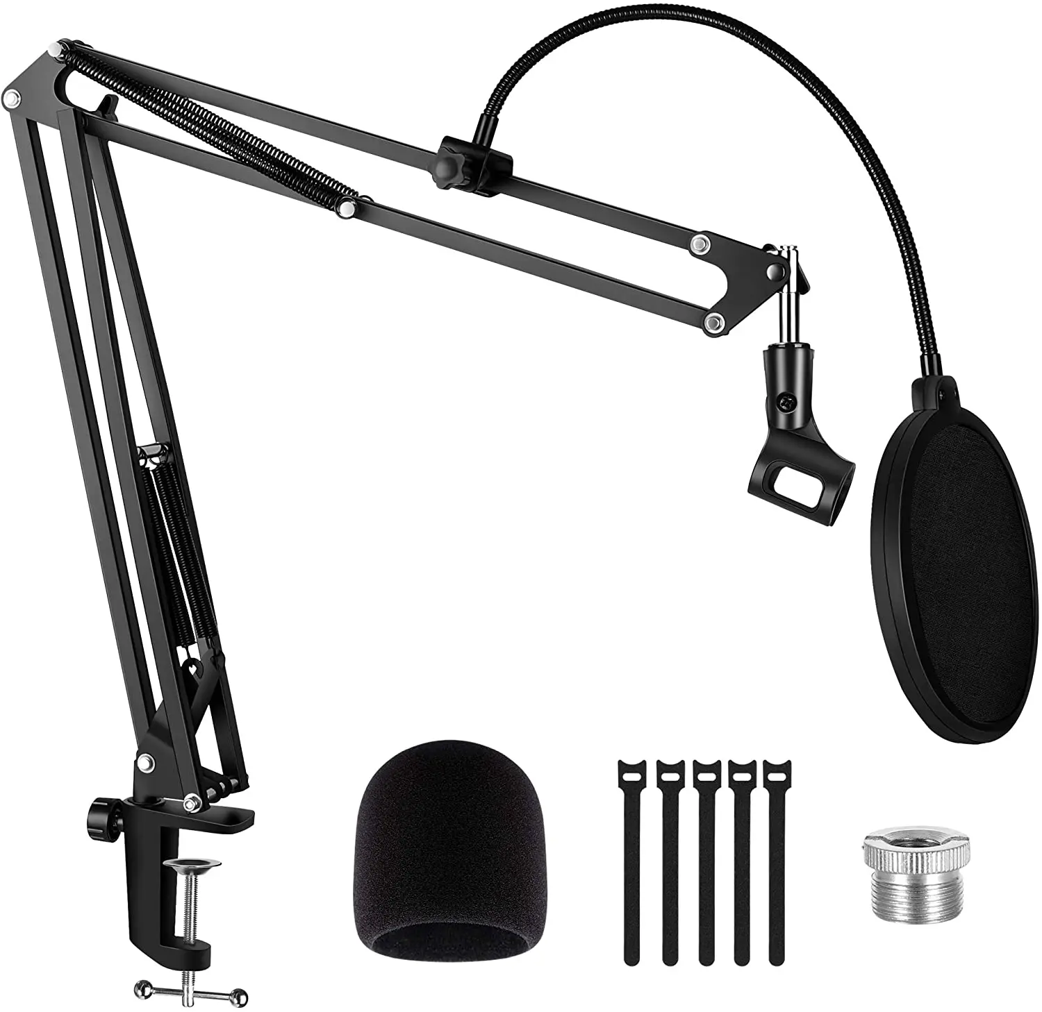 

Microphone Arm Stand, Max Load 4.0 lb Adjustable Suspension Boom Scissor Arm Stand with 3/8" to 5/8" Adapter Pop Filter Mic Clip