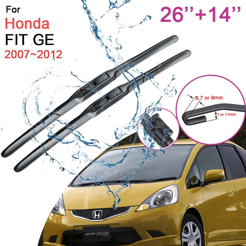 

Car Front Windshield Wiper Blades for Honda FIT GE 2007 2008 2009 2010~2012 Frameless Rubber Snow Scraping Accessories Stickers