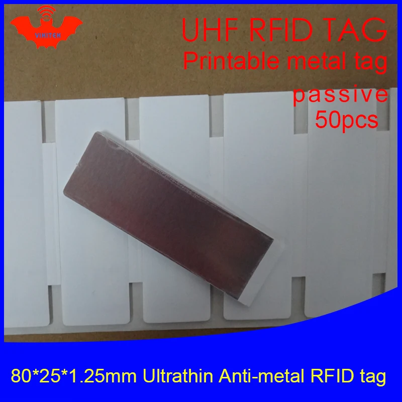 UHF RFID ultrathin anti metal tag 80*25*1.25mmmm 915m 868m Impinj alien EPC 50pcs free shipping printable PET passive RFID label