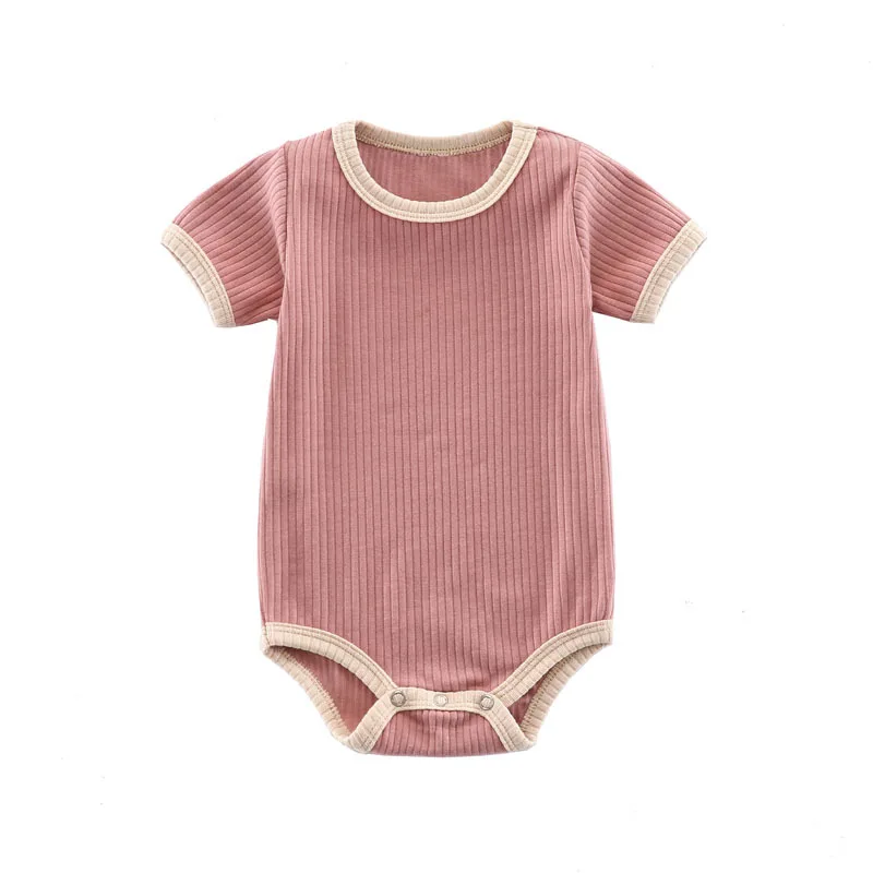 Summer Newborn Baby Romper Ribbed Infant Cotton Short Sleeve Body Suit Boy Girl Claasic Jumpsuits Baby Clothes 0-12M