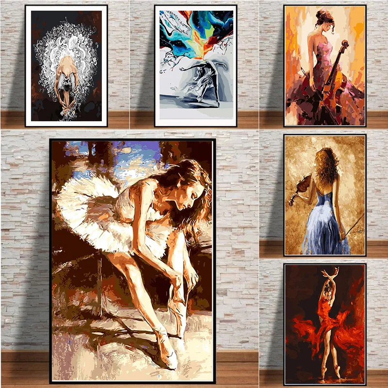 

GATYZTORY DIY Painting By Numbers Zero Basis HandPainted Oil Painting Dancing Girl Picture Paint Unique Gift Home Decoration