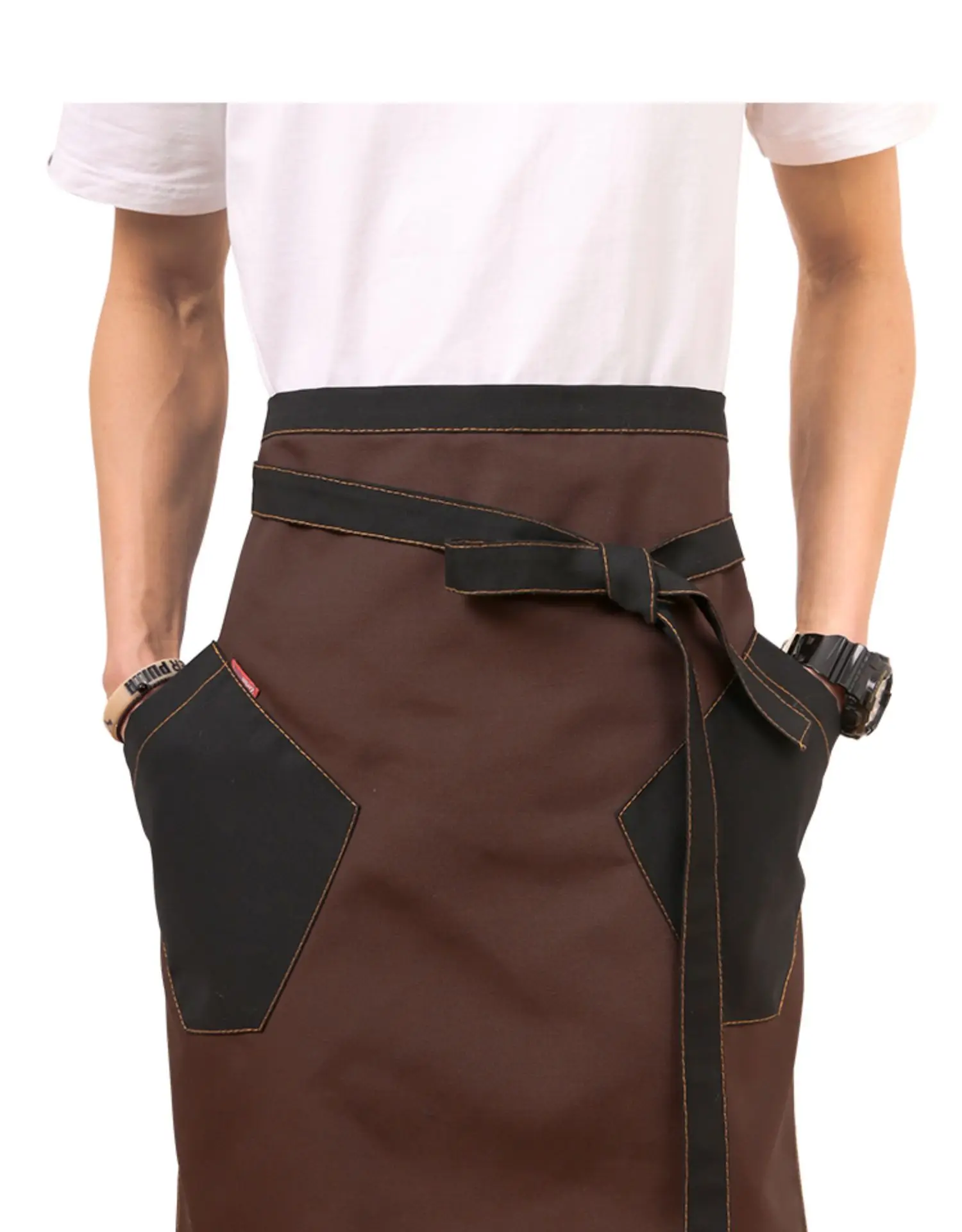 Fashion Denim Waterproof And Oil-proof Canvas Apron Half-length Waistband Barista Work Overalls Kitchen Tool For Cooking