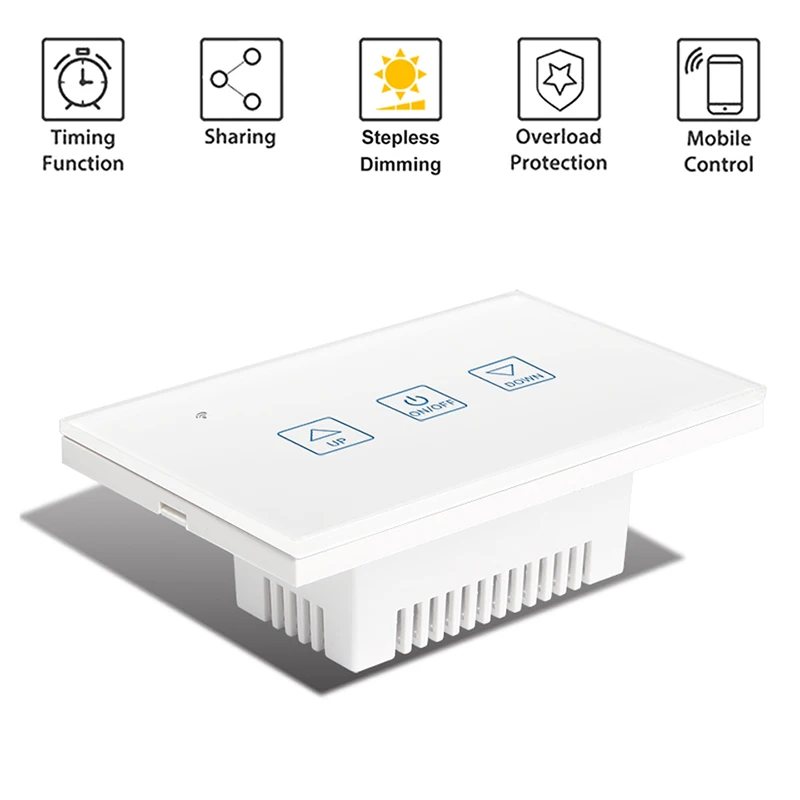 LED Dimmer Switch US Standard Wifi Smart Touch Deluxe Crystal Panel Tuay App Remote Control Wireless Smart Home Switch