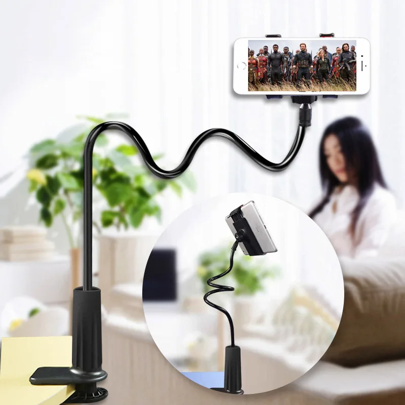 Soporte giratorio para teléfono móvil, brazo largo, Flexible, 360 grados, para escritorio, cama, perezoso, montaje para Selfie en coche