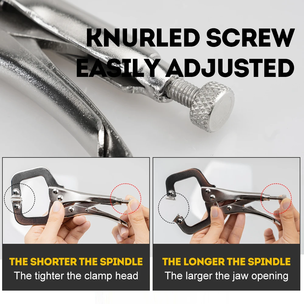 Locking Pliers With Wire Cutter Heavy Duty Grip, 5/7/10" Curved Jaw Locking Pliers 6-1/2" Long Nose Locking Pliers Vise Grip