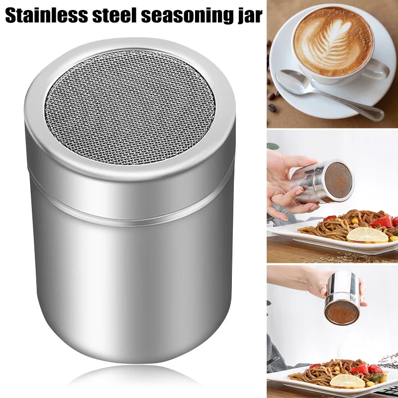 Chocolate Shaker Lid Stainless Steel Icing Sugar Flour Cocoa Powder Coffee Sifter Cooking Tool Home Kitchen Accessories