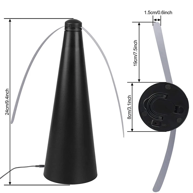Fliegenabwehr-Ventilator, automatischer Fliegenventilator, Schädlingsabwehr, Tischventilator, batteriebetrieben/USB-betrieben, Insektenabwehr, hält Fliegen fern, für den Innen- und Außenbereich. – Detail 3