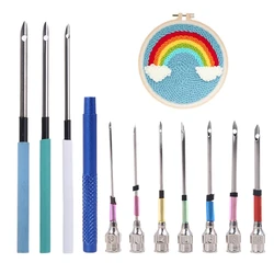 10 Pcs/Set Embroidery Stitching Punch Needle with Storage Bottle Crochet Knitting Needle Art Handmaking DIY Sewing Tool