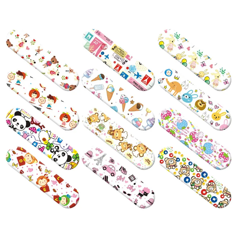 100Pcs/Pack Cartoon Transparent Wound Adhesive Plaster Medical Anti-Bacteria Band Bandages Sticker Home Travel First Aid Kit