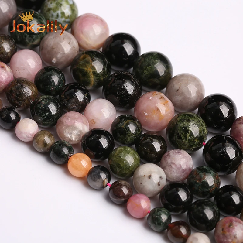 

Natural Colorful Tourmaline Gemstone Beads Hight Quality Stone Round Loose Bedas For Jewelry Making DIY Bracelets 4 6 8 10 12mm