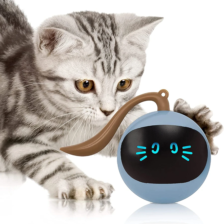 Pet Smart Interactive Cat Toy Colorful LED Self Rotating Ball Toys USB Rechargeable Kitten Electronic Ball Toys Cat Accessories