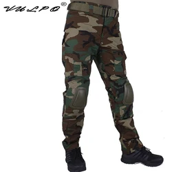 VULPO Hunting Camouflage Pants Tactical Broek Woodland Broek En Kniebeschermers Airsoft Game Cosplay Uniform