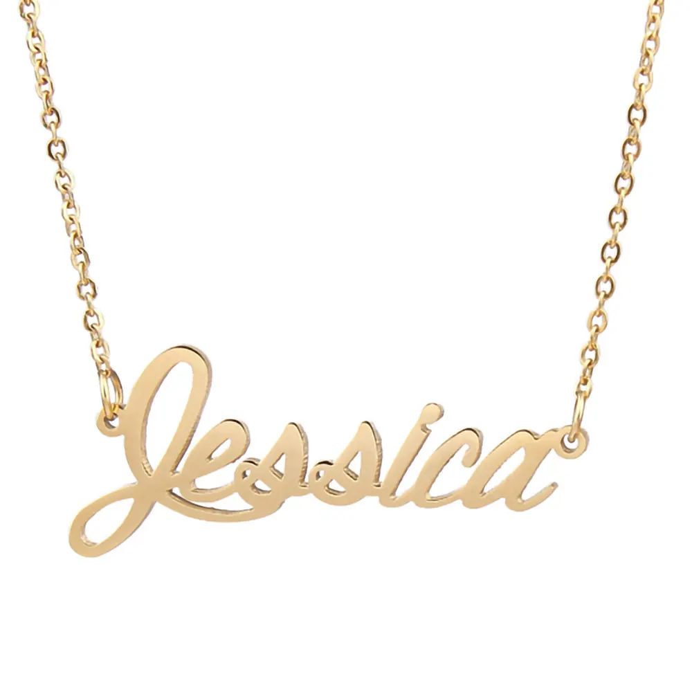 

Jessica Name Necklace for Women Personalized Stainless Steel Jewelry Gold color Nameplate Pendant Femme Mothers Friends Gift